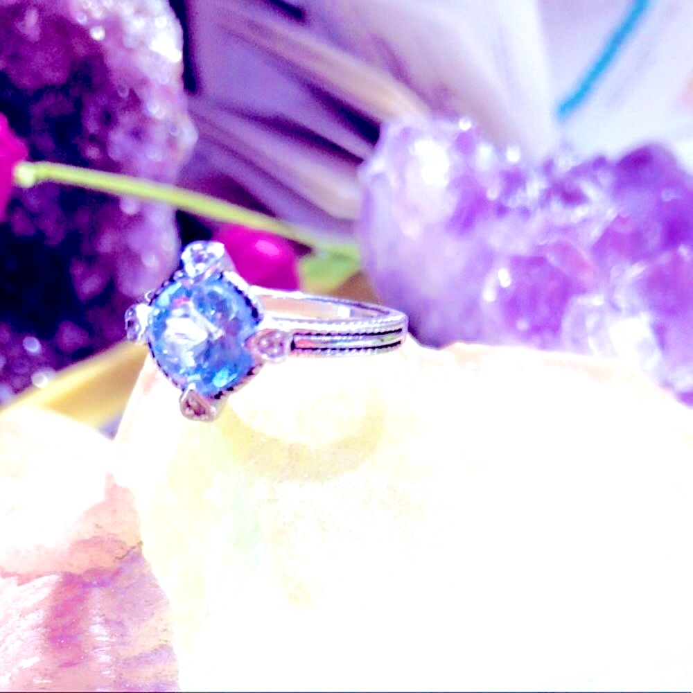 3.1 ct Genuine Blue Topaz & Diamond Accent Ring 8